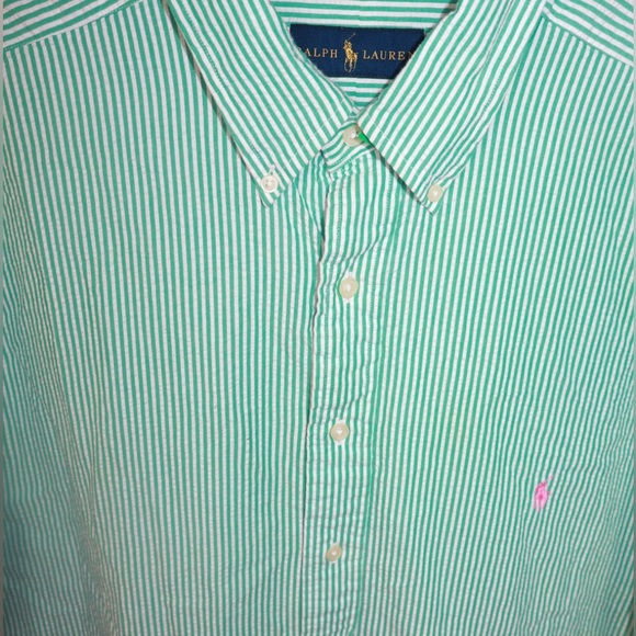 Polo Ralph Lauren icon logo short sleeve stripe seersucker shirt SIZE XL - Picture 3 of 4